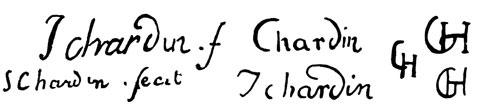 la signature du peintre Jean Baptiste Simeon--chardin